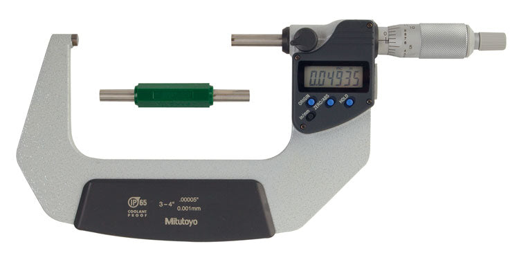 Mitutoyo 293-343-30 Coolant-Proof Micrometer 3-4"/76.2-101.6mm Range .00005"/0.001mm Resolution