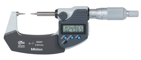 Mitutoyo 342-361-30 Digimatic Point Micrometer, 0-1"/0-25.4mm Range, .00005"/0.001mm Resolution