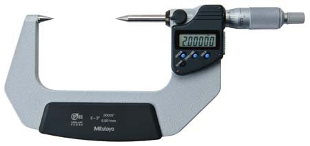 Mitutoyo 342-363-30 Digimatic Point Micrometer, 2-3"/50.8-76.2mm Range, .00005"/0.001mm Resolution, 30° Point