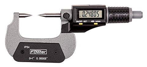 Fowler 54-860-663-0 Point Anvil & Spindle Electronic Micrometer, 2-3"/50-75mm Range .00005"/0.001mm