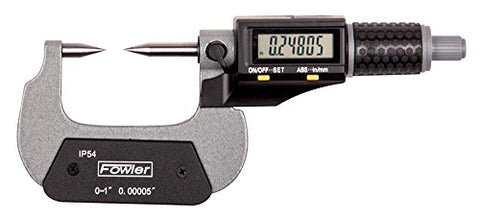 Fowler 54-860-661-0 Point Anvil & Spindle Electronic Micrometer, 0-1"/25mm Range .00005"/0.001mm