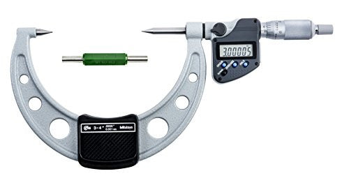 Mitutoyo 342-364-30 Digimatic Point Micrometer, 3-4"/76.2-101.6mm Range, .00005"/0.001mm Resolution, 30° Point