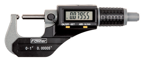 Fowler 54-860-211-1 Electronic Ball Anvil & Spindle Micrometer 0-1"/0-25mm Range .00005"/0.001mm Resolution