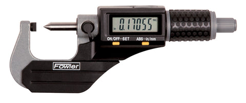 Fowler 54-860-671-0 Point Spindle and Blade Anvil Micrometer, 0-.8"/0-20mm Range, .00005"/0.001mm Resolution