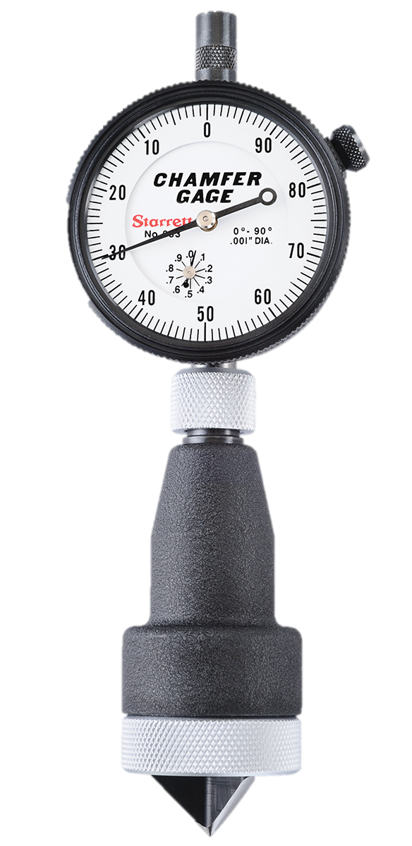 Starrett Internal Chamfer Gage | Inch Reading Dial Indicator | 1-2 Inch Range, .001 Graduations | No Setting Needed (Model 683-4Z)