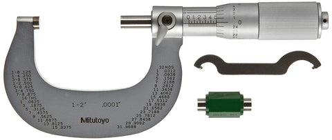Mitutoyo 101-118 Outside Micrometer, 1-2" Range, .0001" Graduation