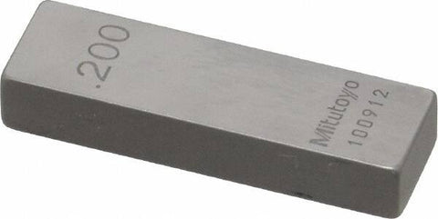 Mitutoyo 611192-531 Rectangular Steel Individual Gage Block, .20", ASME Grade O
