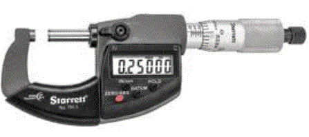 Starrett 796.1XRL-1 Electronic Micrometer, 0-1"/0-25mm Range, .00005"/0.001mm Resolution