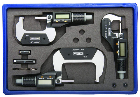 Fowler 54-860-103-1 Xtra-Value II Electronic Micrometer Set, 0-3"/0-75mm Range, .00005"/0.001mm Resolution