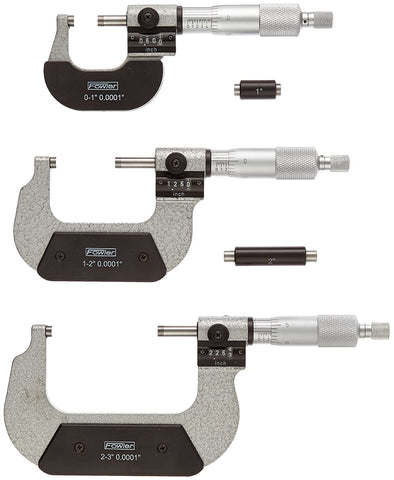 Fowler 52-224-103-0 Rolling Digital OD Micrometer Set, 0-3" Range, .0001" Resolution