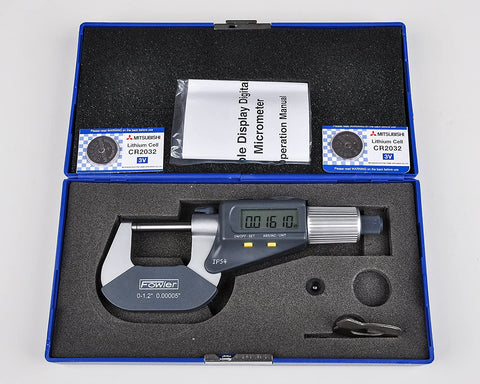 Fowler 54-866-002-0 QuadraMic Electronic 4-Way Micrometer, 1-2.2/25-55mm Range, .00005"/0.001mm Resolution