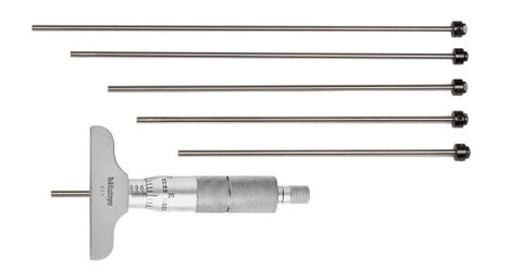 Mitutoyo 129-128 Depth Micrometer, 0-6" Range, .001" Graduation, 2.5" Base