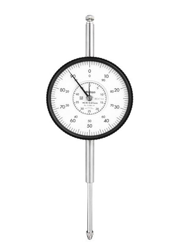 Mitutoyo 3058A-19 Series 3 Large Face Dial Indicator, 0-50mm Range, 0.01mm Graduation