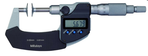 Mitutoyo 369-250-30 Non-Rotating Spindle Digimatic Disk Micrometer, 0-25mm Range, 0.001mm  Resolution