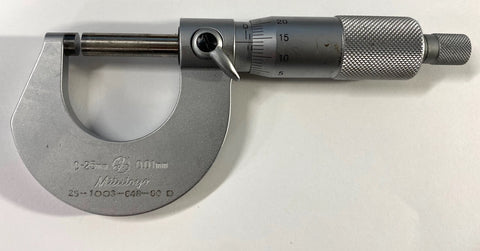 Mitutoyo 101-103 Outside Micrometer, 0-25mm Range, 0.01mm Graduation *USED/RECONDITIONED*