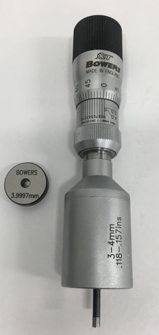 Fowler 52-255-407-0 Bowers XT Series Holmike Internal Micrometer, 3-4mm Range, 0.001mm Graduation *New - Open Box Item*