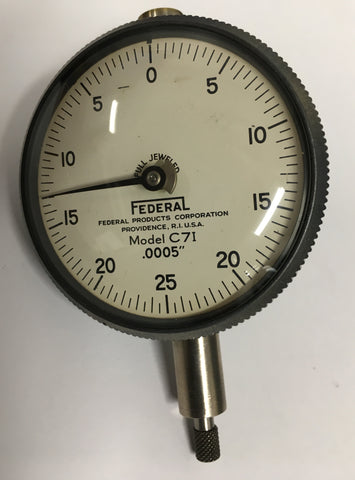 Federal C7I Dial Indicator, 0-.125" Range, .0005" Graduation *USED/RECONDITIONED*