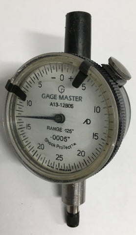 Gage Master A13-12B05 Dial Indicator, 0-.125" Range, .0005" Graduation *USED/RECONDITIONED*