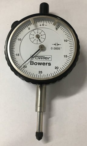 Fowler Bowers 52-548 Dial Indicator, 0-.500" Range, .0005" Graduation (Black Bezel) *USED/RECONDITIONED*