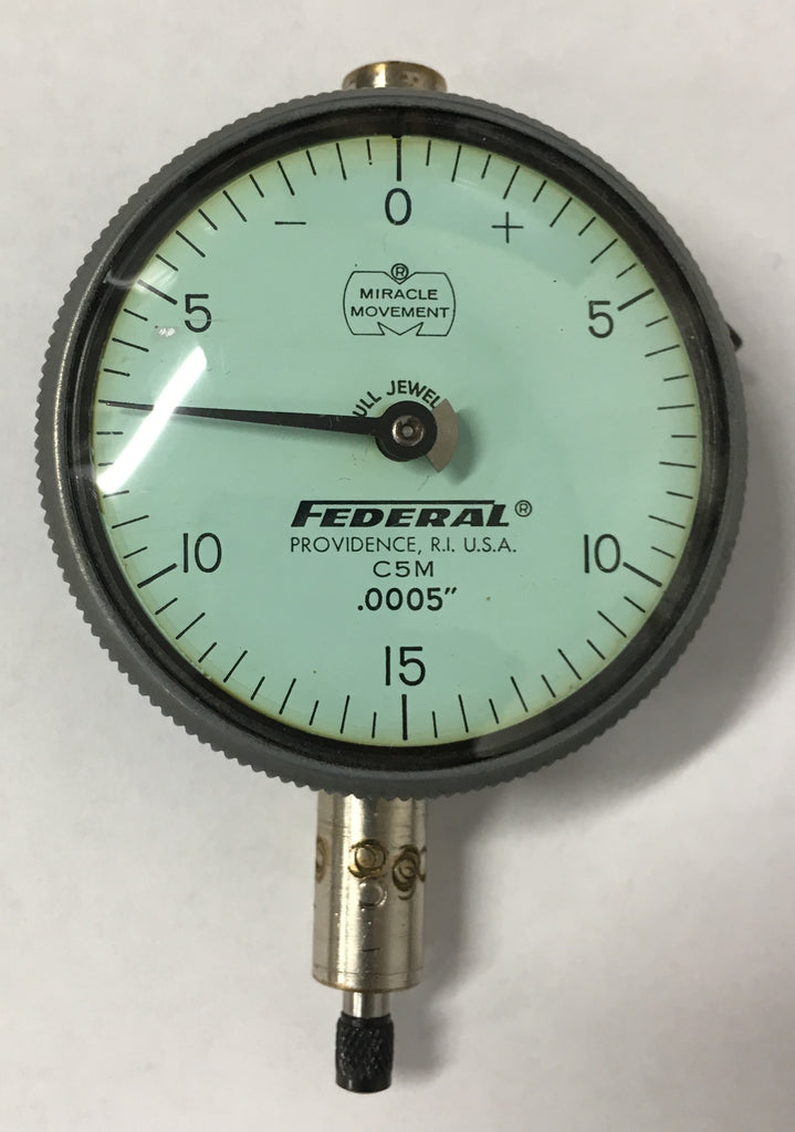 Federal C5M Dial Indicator with Flat Back, 0-.075" Range, .0005" Graduation *USED/RECONDITIONED*