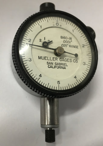 Mueller B160-1A Dial Indicator, 0-.025" Range, .0001" Graduation *USED/RECONDITIONED*