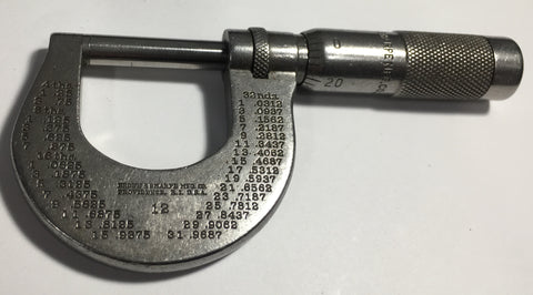 Brown & Sharpe Outside Micrometer, 0-1" Range, .001" Graduation *USED/RECONDITIONED*