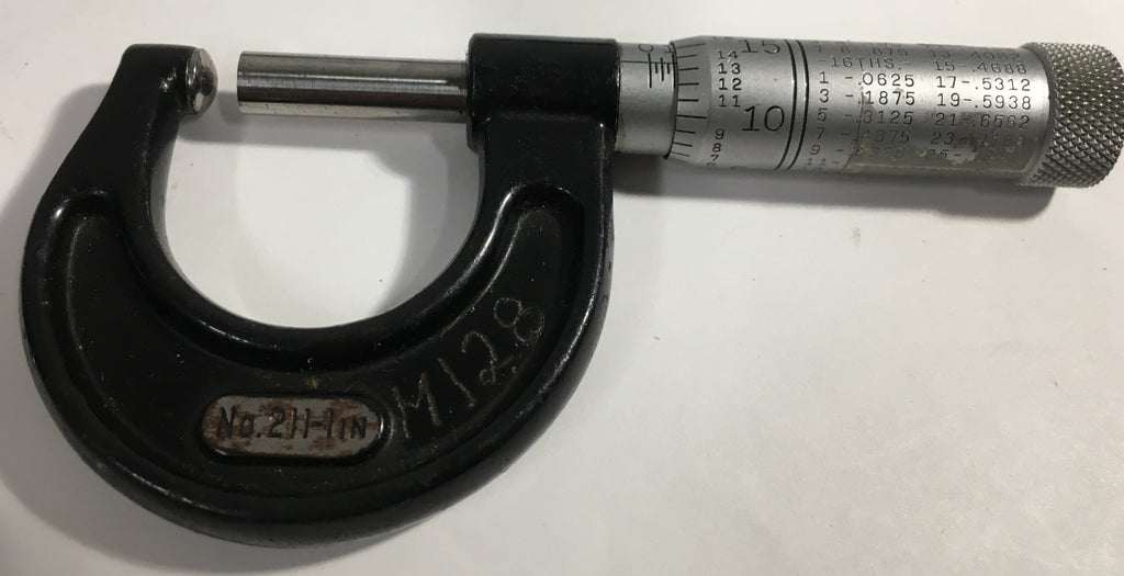 Starrett 211 Outside Micrometer, 0-1" Range, .001" Graduation, Rounded Anvil *USED/RECONDITIONED*