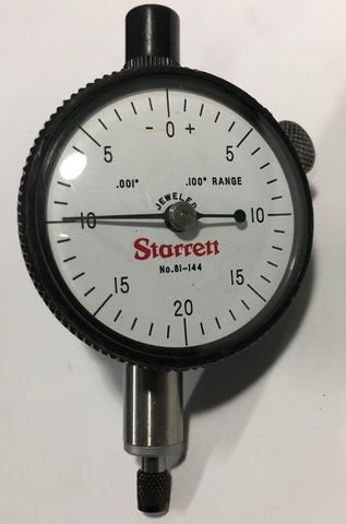 Starrett 81-144 Dial Indicator, 0-.100" Range, .001" Graduation *USED/RECONDITIONED*