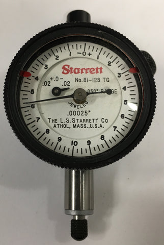 Starrett 81-128TG Dial Indicator, 0-.040" Range, .00025" Graduation *USED/RECONDITIONED*