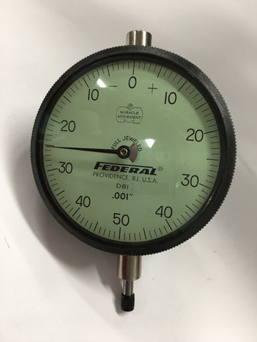 Federal D8I Dial Indicator, 0-.250" Range, .001" Graduation w/ Adjustable Back *USED/RECONDITIONED*