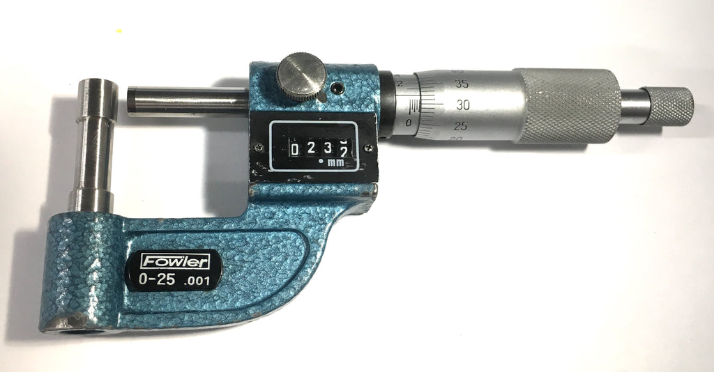 Fowler 52-510-101 Rolling Digital Tube Micrometer, 0-25mm Range