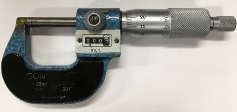 Mitutoyo 159-101 Combimike Digital Counter Micrometer, 0-1"/0-25mm Range, .001"/0.01mm Graduation *USED/RECONDITIONED*