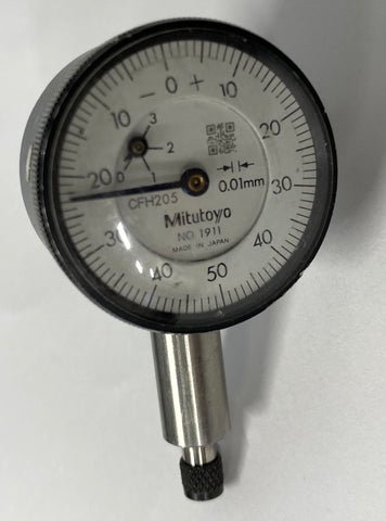 Mitutoyo 1911 Dial Indicator Series 0 -Compact Type with Lug Back, 0-2.5mm, 0.01mm Graduation *USED/RECONDITIONED*