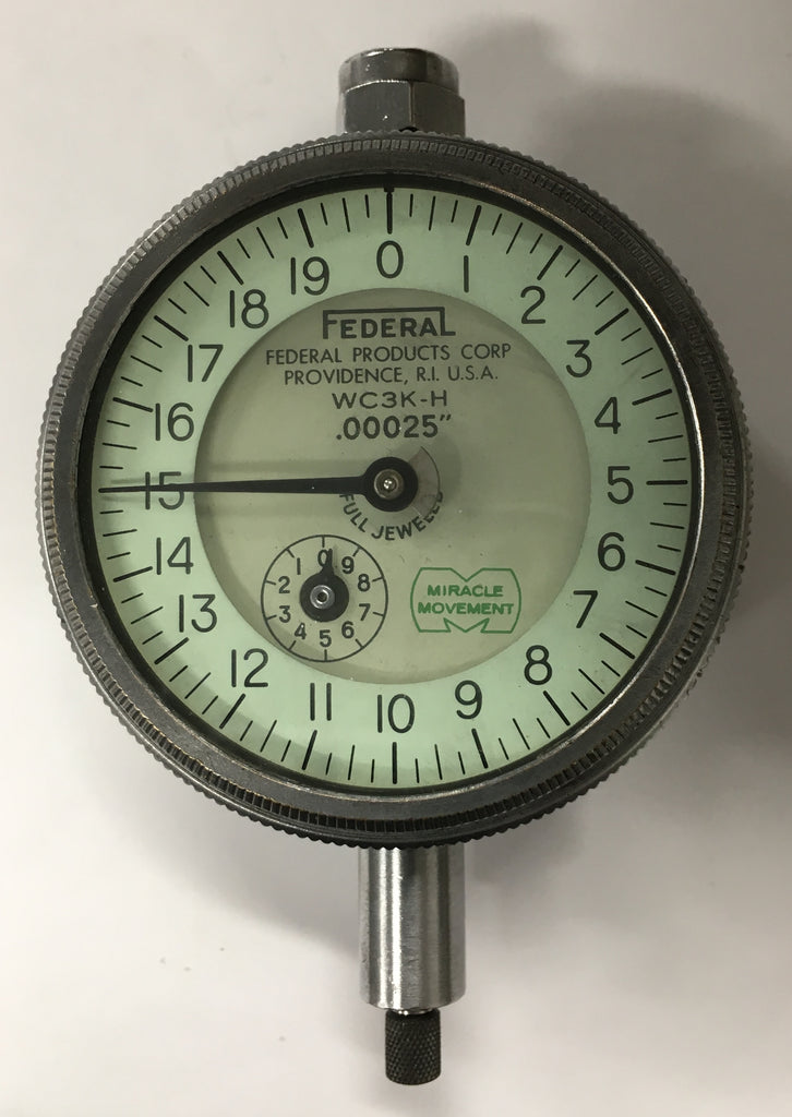 Federal WC3K-H Dial Indicator Adjustable Back, 0-.050" Range, .00025" Graduation *USED/RECONDITIONED*