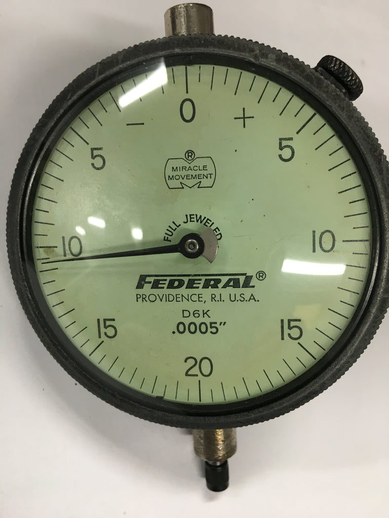 Federal D6K Dial Indicator with Lug Back, 0-.100" Range, .0005" Graduation *USED/RECONDITIONED*