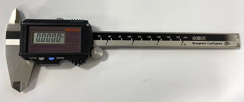 Mitutoyo 500-784 Digital Solar Powered Super Caliper, 0-6"/ 0-150mm Range, .0005"/0.01mm Resolution *USED/RECONDITIONED*