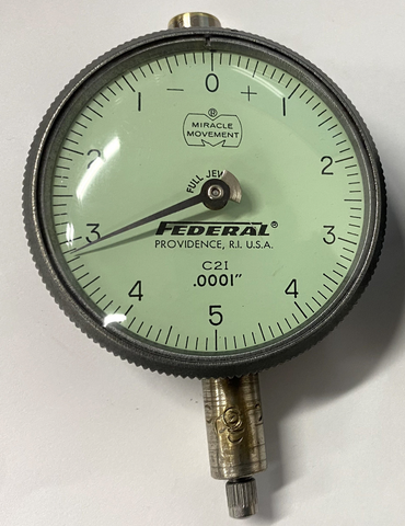 Federal C2I Dial Indicator with Flat Back, 0-.025" Range, .0001" Graduation *USED/RECONDITIONED*