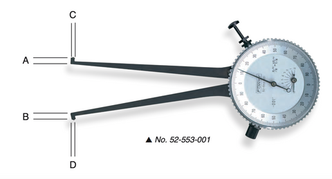 Fowler 52‑553‑110 Internal Dial Caliper Gage, 100-125mm Range, 0.025mm Graduation *NEW - OVERSTOCK*