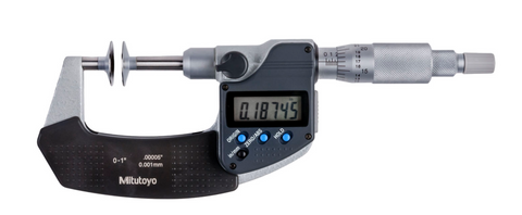 Mitutoyo 369-350-30 Non-Rotating Spindle Digimatic Disk Micrometer, 0-1"/0-25mm Range, .00005"/0.001mm  Resolution