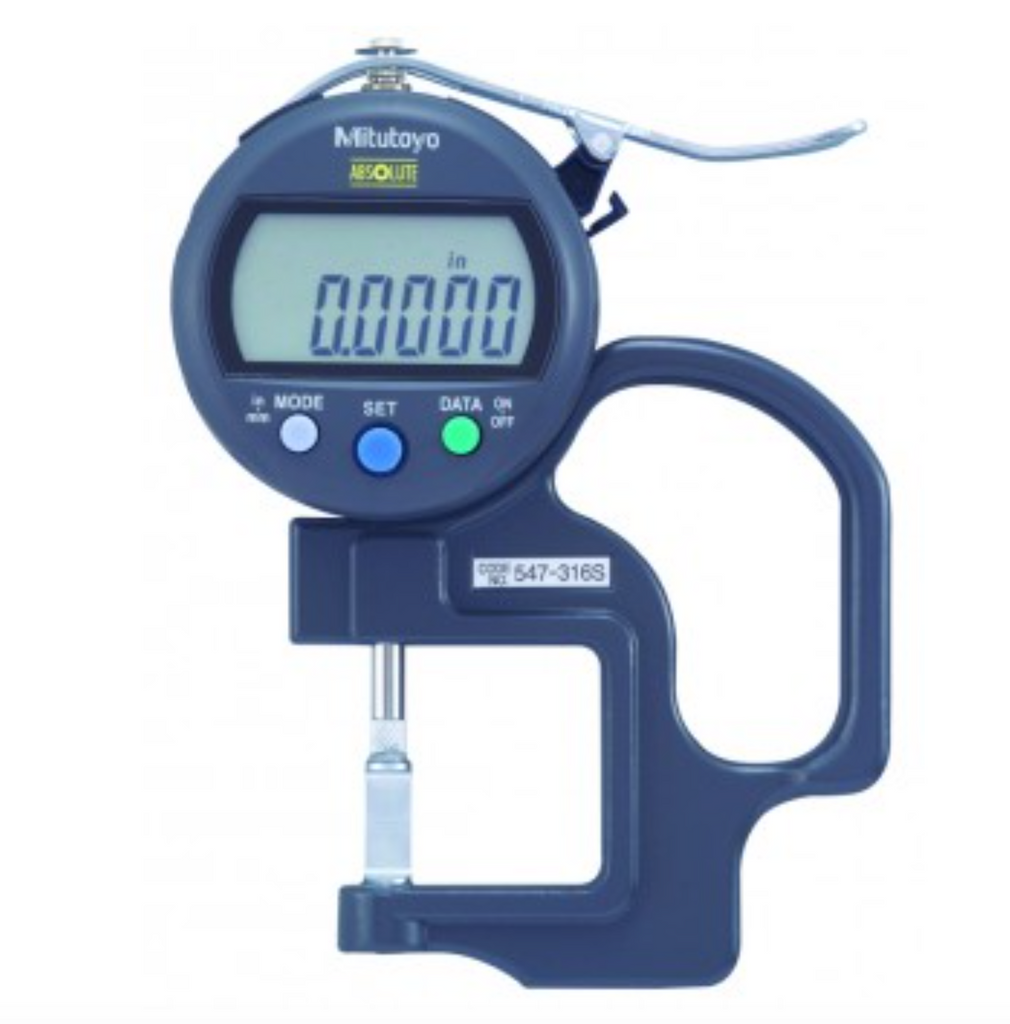 Mitutoyo 547-316S ABSOLUTE Digimatic Blade Thickness Gage, 0-.4"/0-10mm, .0005"/0.01mm Resolution *SHOWROOM ITEM*