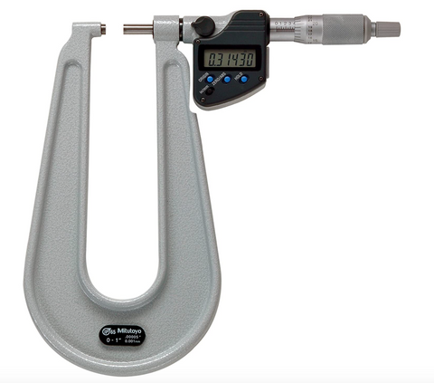 Mitutoyo 389-351-32 Digimatic IP65 Sheet Metal Micrometer, 0-1"/0-25.4mm Range, .00005"/0.001mm Resolution