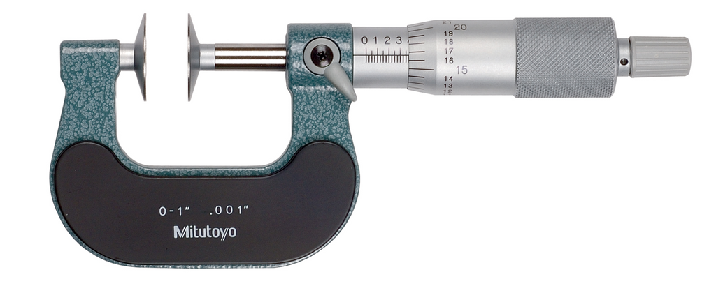 Mitutoyo 123-125 Disc Micrometer, 0-1" Range, .001" Graduation