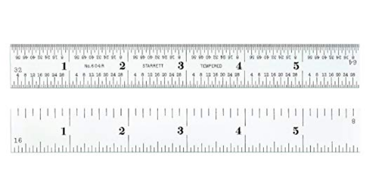 Starrett C604RE-12 Spring Tempered Steel Rule with Inch Graduations, 12" Length