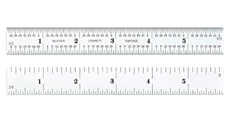 Starrett C604RE-12 Spring Tempered Steel Rule with Inch Graduations, 12" Length