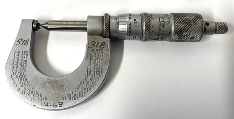 Scherr Tumico 08-8053-04 Screw Thread Micrometer, 0-1" Range, .001" Graduation, 8-13 TPI *USED/RECONDITIONED*
