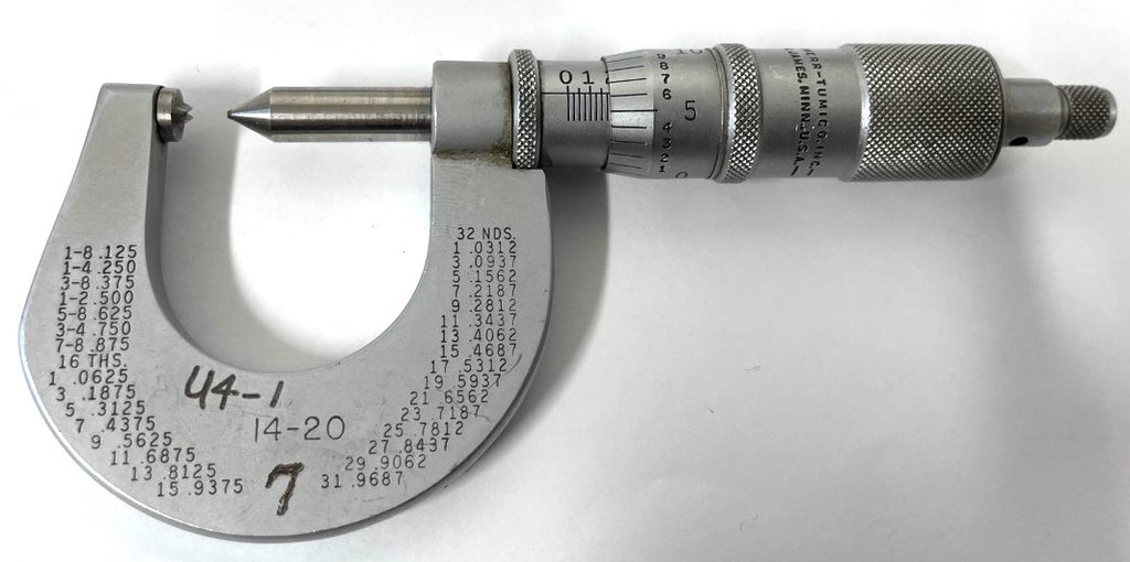 Scherr Tumico 08-8054-04 Screw Thread Micrometer, 0-1