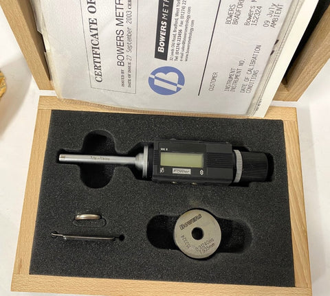 Fowler 54-365-010 Bowers Electronic Mark II Holemike Internal Micrometer, 5/16"-3/8"/8mm-10mm Range, .00005"/0.001mm Resolution *New-Open Box Item