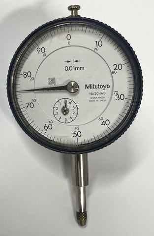 Mitutoyo 2046S Metric Dial Indicator, 0-10mm Range, 0.01mm Graduation *USED/RECONDITIONED*