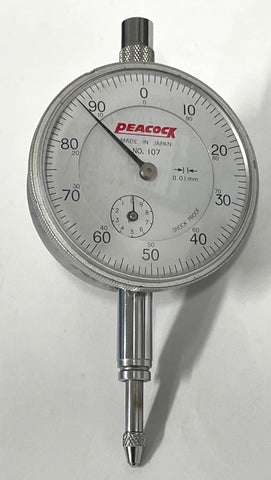 Peacock 107 Dial Indicator, 0-10mm Range, 0.01mm Graduation *USED/RECONDITIONED*