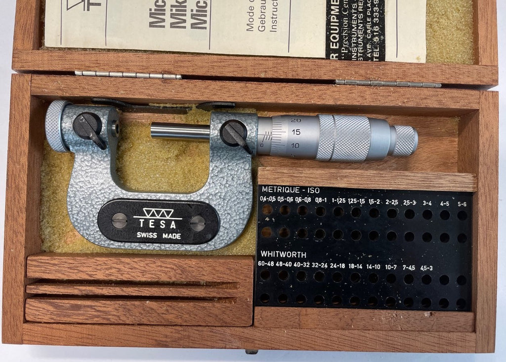 Tesa Swiss Made Interchangeable Anvil Micrometer (NO TIPS), 0-1" Range, .001" Graduation *New-Open Box